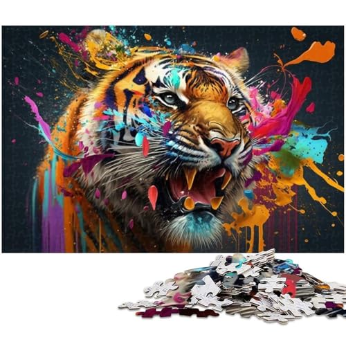 Puzzle 1000 Teile für Erwachsene, Bunter Tiger, Unmögliches Puzzle für Erwachsene, Geburtstagsgeschenkidee, Herausforderndes Denkspiel, 50 x 75 cm / 19,68 x 29,52 Zoll Puzzle 1000 Teile für Erwachsene, Bunter Tiger, Unmögliches Puzzle für Erwachsene, Geburtstagsgeschenkidee, Herausforderndes Denkspiel, 50 x 75 cm / 19,68 x 29,52 Zoll von JIANGENNF
