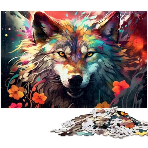 Puzzle 1000 Teile für Erwachsene, Bunter Wolf, Unmögliches Puzzle für Erwachsene, Geburtstagsgeschenkidee, Herausforderndes Denkspiel, 26 x 38 cm / 10,23 x 14,96 Zoll Puzzle 1000 Teile für Erwachsene, Bunter Wolf, Unmögliches Puzzle für Erwachsene, Geburtstagsgeschenkidee, Herausforderndes Denkspiel, 26 x 38 cm / 10,23 x 14,96 Zoll von JIANGENNF