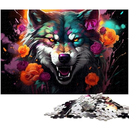 Puzzle 1000 Teile für Erwachsene, Bunter Wolf, Unmögliches Puzzle für Erwachsene, Geburtstagsgeschenkidee, Herausforderndes Denkspiel, 50 x 75 cm / 19,68 x 29,52 Zoll Puzzle 1000 Teile für Erwachsene, Bunter Wolf, Unmögliches Puzzle für Erwachsene, Geburtstagsgeschenkidee, Herausforderndes Denkspiel, 50 x 75 cm / 19,68 x 29,52 Zoll von JIANGENNF