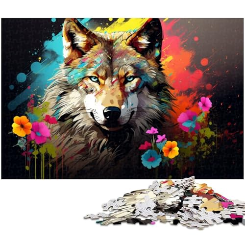Puzzle 1000 Teile für Erwachsene, Bunter Wolf, Unmögliches Puzzle für Erwachsene, Geburtstagsgeschenkidee, Herausforderndes Denkspiel, 50 x 75 cm / 19,68 x 29,52 Zoll Puzzle 1000 Teile für Erwachsene, Bunter Wolf, Unmögliches Puzzle für Erwachsene, Geburtstagsgeschenkidee, Herausforderndes Denkspiel, 50 x 75 cm / 19,68 x 29,52 Zoll von JIANGENNF