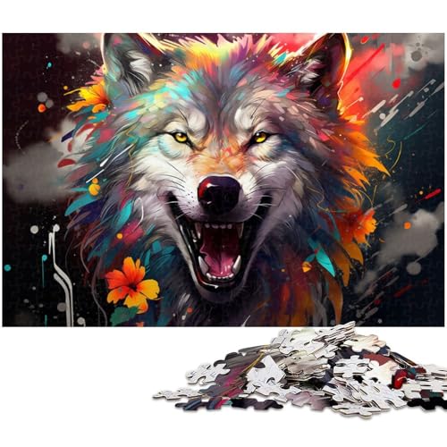 Puzzle 1000 Teile für Erwachsene, Bunter Wolf, Unmögliches Puzzle für Erwachsene, Geburtstagsgeschenkidee, Herausforderndes Denkspiel, 50 x 75 cm / 19,68 x 29,52 Zoll Puzzle 1000 Teile für Erwachsene, Bunter Wolf, Unmögliches Puzzle für Erwachsene, Geburtstagsgeschenkidee, Herausforderndes Denkspiel, 50 x 75 cm / 19,68 x 29,52 Zoll von JIANGENNF