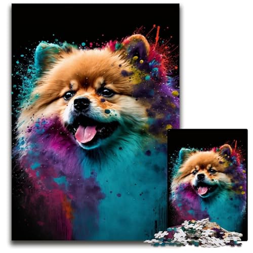 Puzzle 1000 Teile für Erwachsene, Buntes Zwergspitz-Holzpuzzle für Reiseliebhaber und Paare, anspruchsvolles Spielzeug, 50x75cm/19,68x29,52 Zoll von JIANGENNF