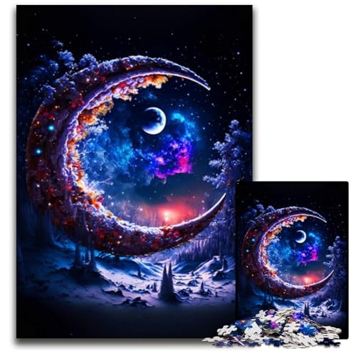 Puzzle 1000 Teile für Erwachsene, Cosmic Dream Moon, Holzpuzzle für Reiseliebhaber und Paare, anspruchsvolles Spielzeug, 50x75cm/19,68x29,52 Zoll von JIANGENNF