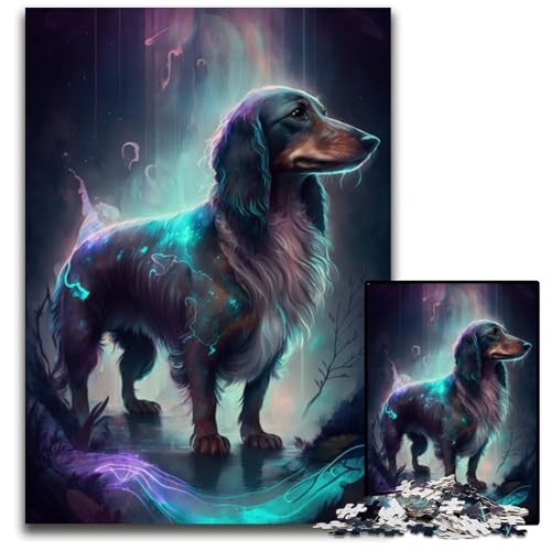 Puzzle 1000 Teile für Erwachsene, Dackel, schwierige Puzzles für Erwachsene, interaktives Familienspiel, Gehirn-Herausforderung, Lernspielzeug, 26x38cm/10,23x14,96 Zoll von JIANGENNF