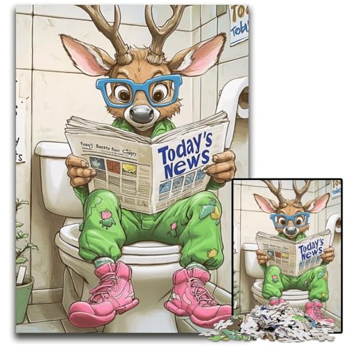 Puzzle 1000 Teile für Erwachsene, Deer Go Toilet, schwierige Puzzles für Erwachsene, DIY-Kunstwerk, 50x75cm/19,68x29,52 Zoll Puzzle 1000 Teile für Erwachsene, Deer Go Toilet, schwierige Puzzles für Erwachsene, DIY-Kunstwerk, 50x75cm/19,68x29,52 Zoll von JIANGENNF