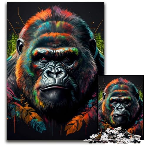 Puzzle 1000 Teile für Erwachsene, Der alte Gorilla, Holzpuzzle für Erwachsene für Reiseliebhaber und Paare, anspruchsvolles Spielzeug, 50x75cm/19,68x29,52 Zoll von JIANGENNF
