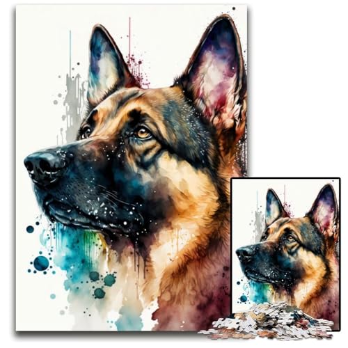 Puzzle 1000 Teile für Erwachsene, Deutscher Schäferhund, Puzzle für Erwachsene, Eltern, Partner, Freunde – ab 14 Jahren, 26x38cm/10,23x14,96 Zoll von JIANGENNF