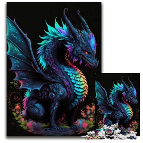 Puzzle 1000 Teile für Erwachsene, Drachen-Holzpuzzle für Reiseliebhaber und Paare, anspruchsvolles Spielzeug, 50x75cm/19,68x29,52 Zoll von JIANGENNF