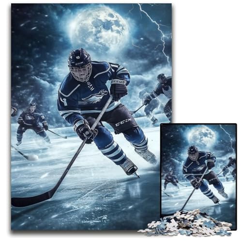 Puzzle 1000 Teile für Erwachsene, Eishockeyspieler, Holzpuzzle, dekomprimierendes intellektuelles Lernspielzeug, gutes Geschenk für Erwachsene und Jugendliche, 50x75cm Puzzle 1000 Teile für Erwachsene, Eishockeyspieler, Holzpuzzle, dekomprimierendes intellektuelles Lernspielzeug, gutes Geschenk für Erwachsene und Jugendliche, 50x75cm von JIANGENNF