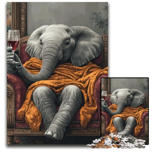Puzzle 1000 Teile für Erwachsene, Elefant auf dem Sofa, anspruchsvolles Denkspiel für Teenager, Spaß für den Familienspielabend, 50x75cm von JIANGENNF