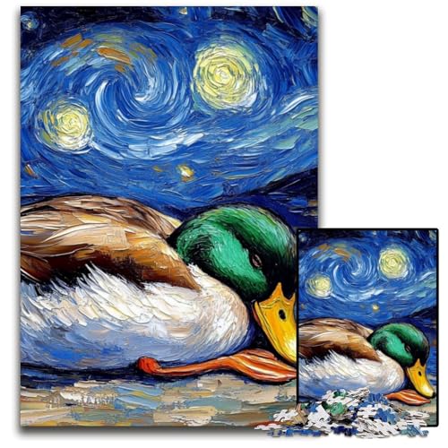 Puzzle 1000 Teile für Erwachsene, Enten-Nachthimmel, anspruchsvolles Denkspiel – entspannendes Spielzeug für Teenager, 26x38cm/10,23x14,96 Zoll von JIANGENNF