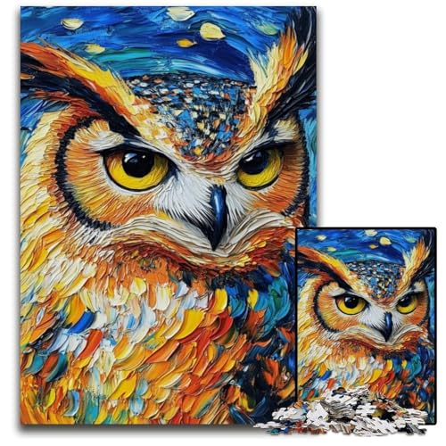 Puzzle 1000 Teile für Erwachsene, Eulen-Nachthimmel-Puzzle, anspruchsvolles Denkspiel – entspannendes Spielzeug für Teenager, 50x75cm/19,68x29,52 Zoll von JIANGENNF