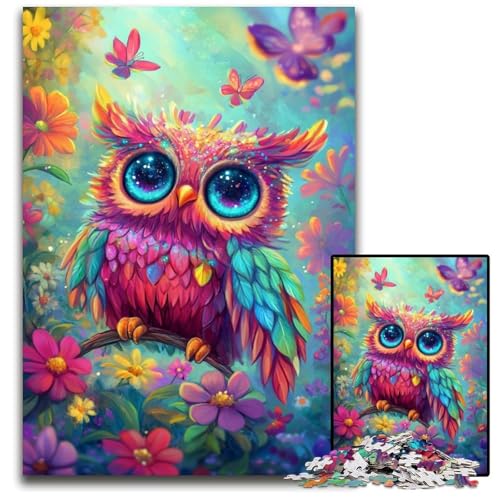 Puzzle 1000 Teile für Erwachsene, Eulenblumen, Holzpuzzle, schwierig und herausfordernd, tolle Geschenke und Spielzeuge für 14-Jährige, 50x75cm von JIANGENNF