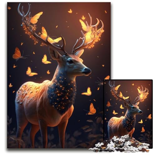 Puzzle 1000 Teile für Erwachsene, Fantasie-Schmetterlinge, Hirsch, Holzpuzzle für Erwachsene, anspruchsvolles Denkspiel – entspannendes Spielzeug für Teenager, 50x75cm/19,68x29,52 Zoll Puzzle 1000 Teile für Erwachsene, Fantasie-Schmetterlinge, Hirsch, Holzpuzzle für Erwachsene, anspruchsvolles Denkspiel – entspannendes Spielzeug für Teenager, 50x75cm/19,68x29,52 Zoll von JIANGENNF