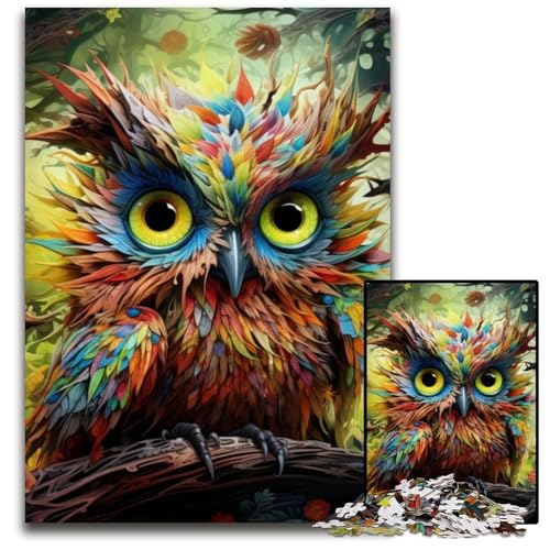 Puzzle 1000 Teile für Erwachsene, Fantasy Art Owl, Papppuzzles für Reiseliebhaber und Paare, anspruchsvolles Spielzeug, 26x38cm/10,23x14,96 Zoll von JIANGENNF