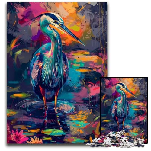 Puzzle 1000 Teile für Erwachsene, Farbige Orchideenreiher, Puzzles für Erwachsene, Denksportaufgabe, Spiel für Erwachsene, interaktive Familienaktivität, 26x38cm/10,23x14,96 Zoll von JIANGENNF