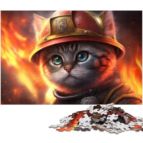 Puzzle 1000 Teile für Erwachsene, Feuerwehrmann-Katze, Unmögliches Puzzle für Erwachsene, Geburtstagsgeschenkidee, Herausforderndes Denkspiel, 50 x 75 cm / 19,68 x 29,52 Zoll Puzzle 1000 Teile für Erwachsene, Feuerwehrmann-Katze, Unmögliches Puzzle für Erwachsene, Geburtstagsgeschenkidee, Herausforderndes Denkspiel, 50 x 75 cm / 19,68 x 29,52 Zoll von JIANGENNF