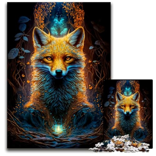 Puzzle 1000 Teile für Erwachsene, Fuchs, Holzpuzzle für Erwachsene für Reiseliebhaber und Paare, anspruchsvolles Spielzeug, 50x75cm/19,68x29,52 Zoll von JIANGENNF