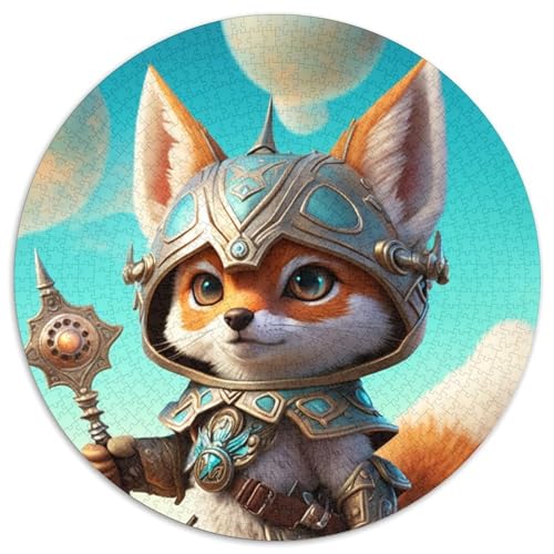 Puzzle 1000 Teile für Erwachsene, Fuchs, rund, Puzzle 1000 Teile für Erwachsene, ideales DIY-Dekor und Denksportgeschenk (Größe 67,5 x 67,5 cm) von JIANGENNF