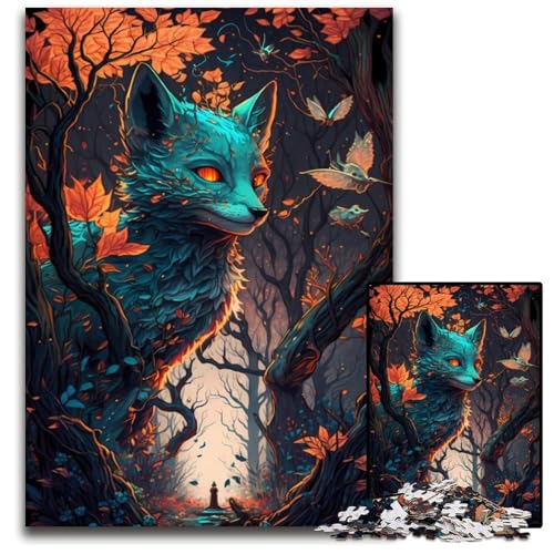 Puzzle 1000 Teile für Erwachsene, Fuchs, übernatürliche Kräfte, schwierige Puzzles für Erwachsene, interaktives Familienspiel, Gehirn-Herausforderung, Lernspielzeug, 26x38cm/10,23x14,96 Zoll von JIANGENNF