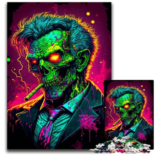 Puzzle 1000 Teile für Erwachsene, Gangster-Zombie im Kostüm, Puzzles für Erwachsene, interaktives Familienspiel, Bastelgeschenk mit farbenfrohen Kunstwerken, 50x75cm/19,68x29,52 Zoll von JIANGENNF