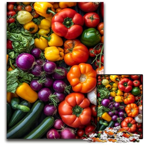Puzzle 1000 Teile für Erwachsene, Gemüsesammlung, anspruchsvolles Denkspiel für Teenager, Spaß am Familienspielabend, 50x75cm von JIANGENNF