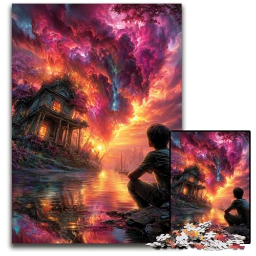 Puzzle 1000 Teile für Erwachsene, Gewitterwolken, Holzpuzzle, Spielzeug, Geschenk, pädagogisches, intellektuelles, entspannendes Familienspiel, 50x75cm von JIANGENNF