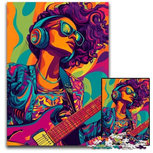 Puzzle 1000 Teile für Erwachsene, Gitarre Spielen, Holzpuzzle, Lernspiele, Stressabbau, Heimdekorationsspielzeug für 14-Jährige, 50x75cm Puzzle 1000 Teile für Erwachsene, Gitarre Spielen, Holzpuzzle, Lernspiele, Stressabbau, Heimdekorationsspielzeug für 14-Jährige, 50x75cm von JIANGENNF