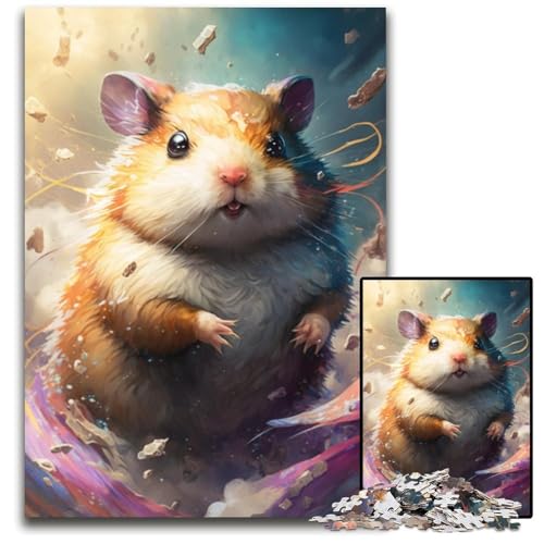 Puzzle 1000 Teile für Erwachsene, Hamstermalerei, schwierige Puzzles für Erwachsene, interaktives Familienspiel, Gehirnherausforderung, Lernspielzeug, 26x38cm/10,23x14,96 Zoll von JIANGENNF