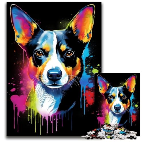 Puzzle 1000 Teile für Erwachsene, Hund, schwierige Puzzles für Erwachsene, interaktives Familienspiel, Gehirn-Herausforderung, Lernspielzeug, 26x38cm/10,23x14,96 Zoll von JIANGENNF