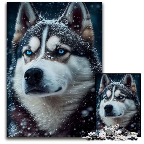 Puzzle 1000 Teile für Erwachsene, Husky-Porträt, Papppuzzle für Erwachsene, für Reiseliebhaber und Paare, anspruchsvolles Spielzeug, 26x38cm/10,23x14,96 Zoll von JIANGENNF