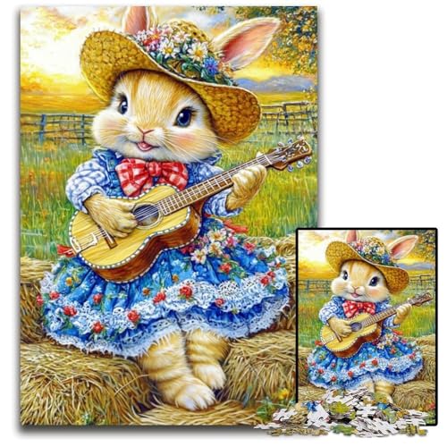 Puzzle 1000 Teile für Erwachsene, Kaninchen spielt Gitarre, Karton-Puzzle, Spiele, Spielzeug, Geschenk, stärkt die Liebe zwischen Paaren, für Kinder ab 14 Jahren, 26x38cm Puzzle 1000 Teile für Erwachsene, Kaninchen spielt Gitarre, Karton-Puzzle, Spiele, Spielzeug, Geschenk, stärkt die Liebe zwischen Paaren, für Kinder ab 14 Jahren, 26x38cm von JIANGENNF