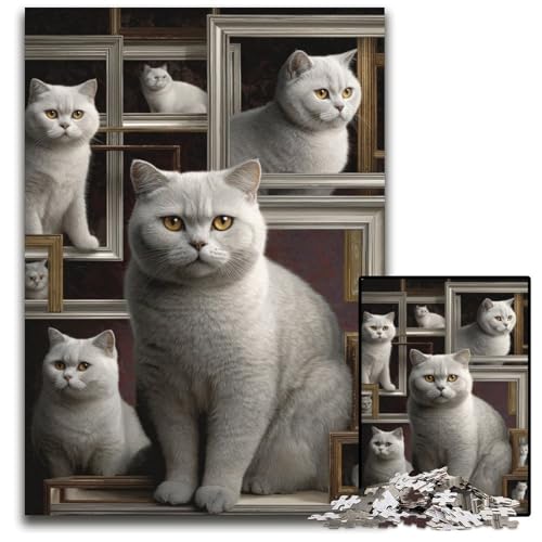 Puzzle 1000 Teile für Erwachsene, Katzencollage, Holzpuzzle, Spielzeug, Geschenk, pädagogisches, intellektuelles, entspannendes Familienspiel, 50x75cm von JIANGENNF