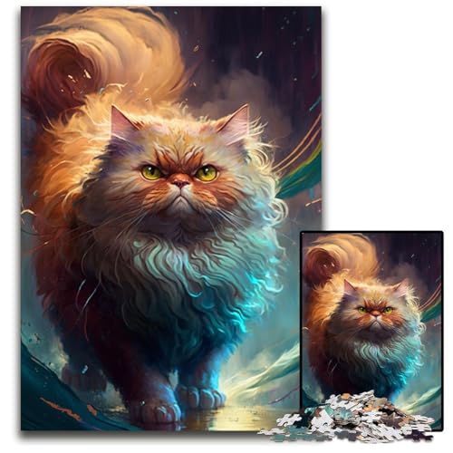 Puzzle 1000 Teile für Erwachsene, Katzenmalerei, anspruchsvolle Puzzles, Muttertag, Geburtstag, Weihnachten, 26x38cm/10,23x14,96 Zoll von JIANGENNF
