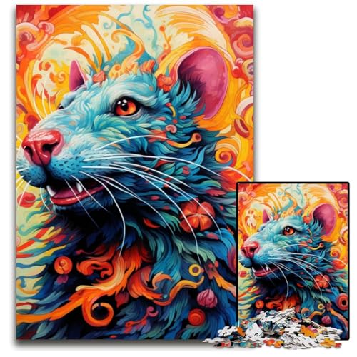 Puzzle 1000 Teile für Erwachsene, Kunst, Tiermaus, Puzzles für Erwachsene, Denksportaufgabe, Spiel für Erwachsene, interaktive Familienaktivität, 26x38cm/10,23x14,96 Zoll von JIANGENNF