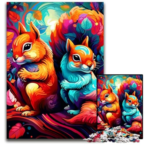 Puzzle 1000 Teile für Erwachsene, Kunst, süßes Eichhörnchen, Papppuzzle, anspruchsvolles DIY-Denkspiel für Teenager, 26x38cm/10,23x14,96 Zoll Puzzle 1000 Teile für Erwachsene, Kunst, süßes Eichhörnchen, Papppuzzle, anspruchsvolles DIY-Denkspiel für Teenager, 26x38cm/10,23x14,96 Zoll von JIANGENNF