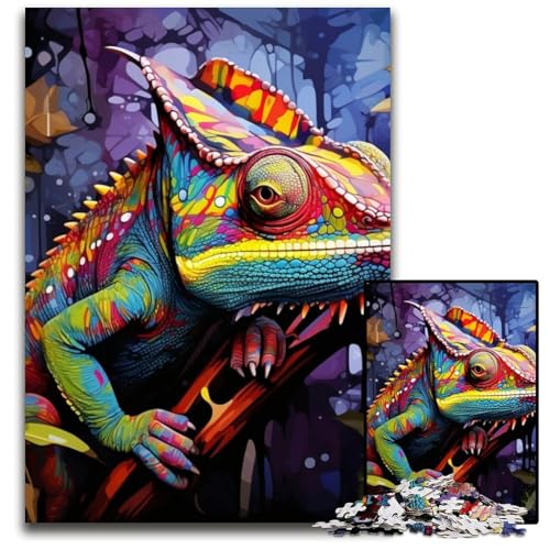 Puzzle 1000 Teile für Erwachsene, Kunst-Chamäleon-Puzzle, Gehirn-Herausforderung, Teenager und Heimdekoration, 26x38cm/10,23x14,96 Zoll Puzzle 1000 Teile für Erwachsene, Kunst-Chamäleon-Puzzle, Gehirn-Herausforderung, Teenager und Heimdekoration, 26x38cm/10,23x14,96 Zoll von JIANGENNF