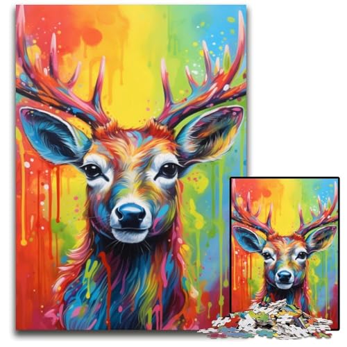 Puzzle 1000 Teile für Erwachsene, Kunst-Elch-Puzzle aus Pappe, anspruchsvolles DIY-Denkspiel für Teenager, 26x38cm/10,23x14,96 Zoll Puzzle 1000 Teile für Erwachsene, Kunst-Elch-Puzzle aus Pappe, anspruchsvolles DIY-Denkspiel für Teenager, 26x38cm/10,23x14,96 Zoll von JIANGENNF