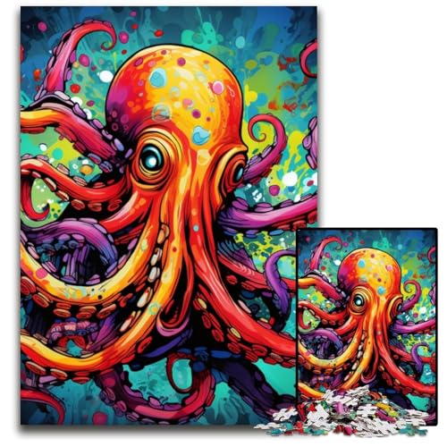 Puzzle 1000 Teile für Erwachsene, Kunst-Oktopus-Puzzles für Erwachsene, Denksportaufgabe, Spiel für Erwachsene, interaktive Familienaktivität, 26x38cm/10,23x14,96 Zoll von JIANGENNF