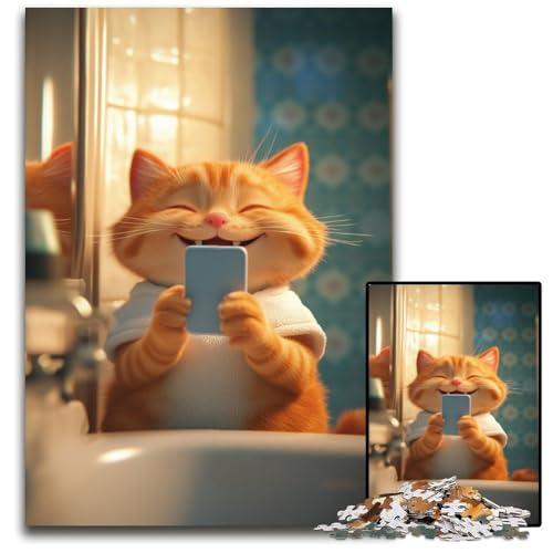 Puzzle 1000 Teile für Erwachsene, Kunstkatze, Holzpuzzle, Lernspiele, Stressabbau, Heimdekorationsspielzeug für 14-Jährige, 50x75cm von JIANGENNF