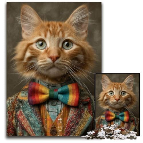Puzzle 1000 Teile für Erwachsene, Kunstkatze, Kartonpuzzle, Lernspiele, Stressabbau, Heimdekorationsspielzeug für 14-Jährige, 26x38cm von JIANGENNF