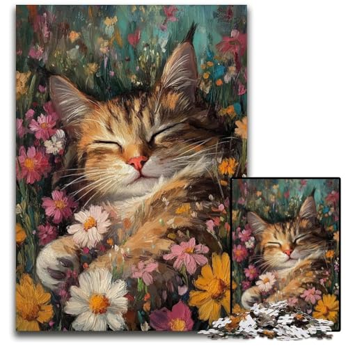Puzzle 1000 Teile für Erwachsene, Kunstkatze, Kartonpuzzle, Lernspiele, Stressabbau, Heimdekorationsspielzeug für 14-Jährige, 26x38cm von JIANGENNF