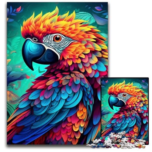 Puzzle 1000 Teile für Erwachsene, Kunstpapagei, Holzpuzzle, Weihnachten, Halloween, Ostern, Neujahr, 50x75cm/19,68x29,52 Zoll von JIANGENNF