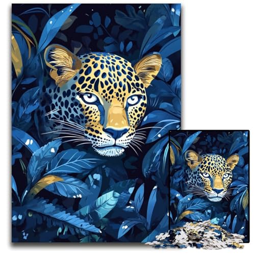 Puzzle 1000 Teile für Erwachsene, Leoparden-Puzzle aus Holz, Spielzeug, Geschenk, pädagogisches, intellektuelles, entspannendes Familienspiel, 50x75cm von JIANGENNF