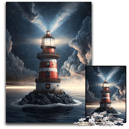 Puzzle 1000 Teile für Erwachsene, Leuchtturm-Weltraum-Puzzle, anspruchsvolles Denkspiel – entspannendes Spielzeug für Teenager, 26x38cm/10,23x14,96 Zoll von JIANGENNF