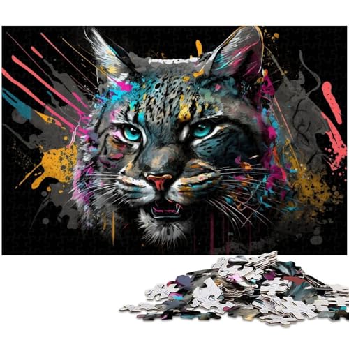 Puzzle 1000 Teile für Erwachsene, Luchs, Holzpuzzle, Familienaktivität, Heimdekoration zum Selbermachen, 50 x 75 cm / 19,68 x 29,52 Zoll von JIANGENNF