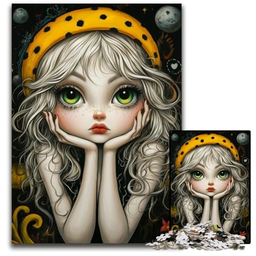 Puzzle 1000 Teile für Erwachsene, Mädchen und Katze, Holzpuzzle, Spielzeug, Geschenk, pädagogisches intellektuelles Dekomprimierungsspaß, Familienspiel, 50x75cm von JIANGENNF
