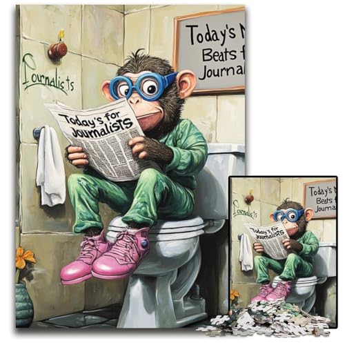 Puzzle 1000 Teile für Erwachsene, Monkey Go Toilet, Papppuzzle, Weihnachten, Halloween, Ostern, Neujahr, 26x38cm/10,23x14,96 Zoll Puzzle 1000 Teile für Erwachsene, Monkey Go Toilet, Papppuzzle, Weihnachten, Halloween, Ostern, Neujahr, 26x38cm/10,23x14,96 Zoll von JIANGENNF