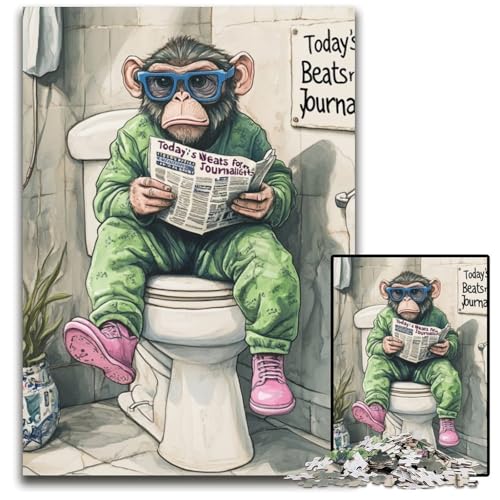 Puzzle 1000 Teile für Erwachsene, Monkey Go Toiletten-Puzzles für Erwachsene, interaktives Familienspiel, Bastelgeschenk mit farbenfrohen Kunstwerken, 26x38cm/10,23x14,96 Zoll Puzzle 1000 Teile für Erwachsene, Monkey Go Toiletten-Puzzles für Erwachsene, interaktives Familienspiel, Bastelgeschenk mit farbenfrohen Kunstwerken, 26x38cm/10,23x14,96 Zoll von JIANGENNF