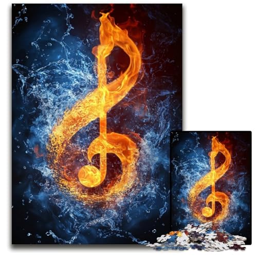 Puzzle 1000 Teile für Erwachsene, Musiksymbole, Holzpuzzle, Lernspiele, Stressabbau, Heimdekorationsspielzeug für 14-Jährige, 50x75cm von JIANGENNF